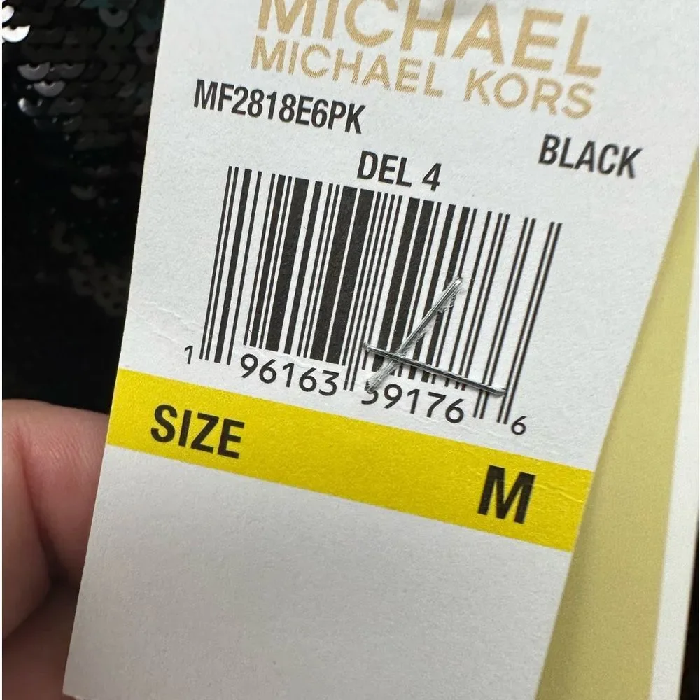 Micheal Kors black sequin one shoulder sleeveless zip up mini dress